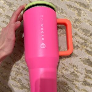HydroJug Pink Tumbler with Orange Handle and Lime Accent